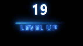  Neon level up animation. Next level -19 animation.  Next level number animation. Gaming level up animation. - Powered by Shutterstock - Get 15% off with code: PIKWIZARD15