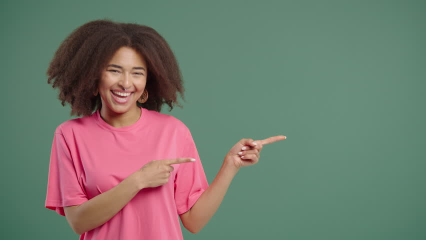 Happy Smiling African Woman Presenting Showing Something Isolated, Mockup