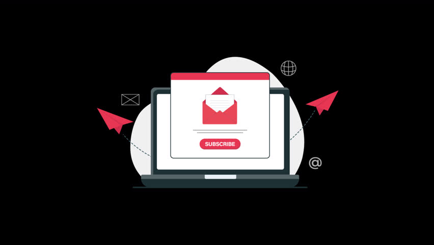 Email Marketing. Newsletter Subscription and Online Promotion Concept Animation Video - Transparent