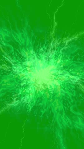 Dynamic Lightning and Brightness Effect Pulsating on Vertical Green Screen Background.