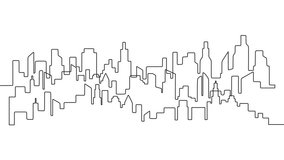Animated self drawing of one continuous line forming a modern city skyline with skyscrapers. Urban metropolis, architecture, and real estate concept. 4K UHD motion graphic clip. - Powered by Shutterstock - Get 15% off with code: PIKWIZARD15
