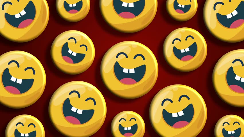 Many cheerful emoji spheres arranged in joyful repeating layout