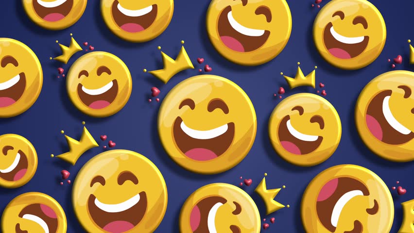 Cheerful royal emojis arranged in playful repeating bright pattern