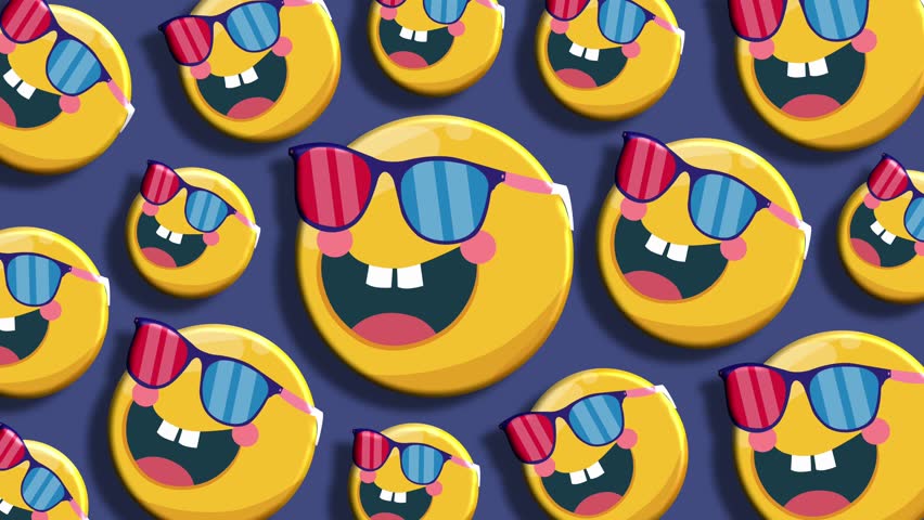 Many stylish emojis wearing glasses arranged in repeating pattern