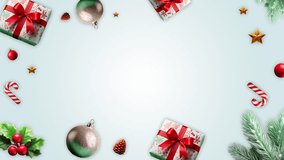Animated Christmas Border Background with Gift Boxes, Candy Cane, Ornaments and Falling Snow – Holiday Greeting Frame - Powered by Shutterstock - Get 15% off with code: PIKWIZARD15