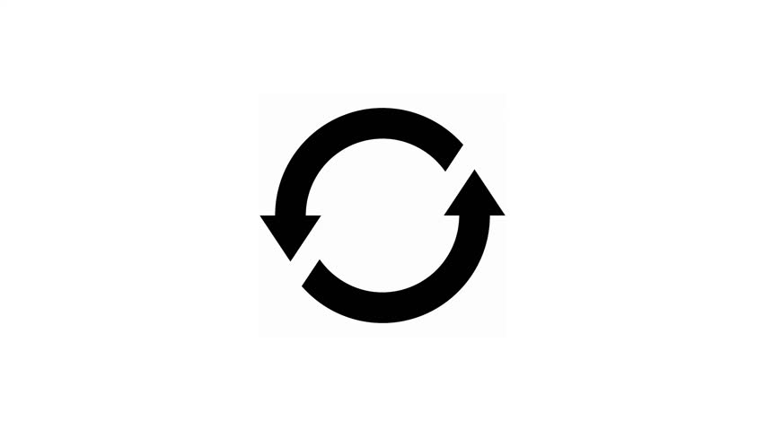 Black circular arrows on a white background, representing refresh or repeat.
