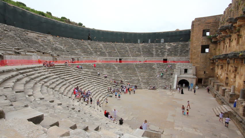 ASPENDOS, TURKEY - MAY 09, 2013: Ancient amphitheater in Aspendos, Turkey, 09