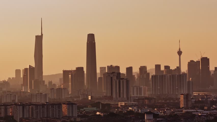 Sunset Twilight Wide angle timelapse of Kuala Lumpur background