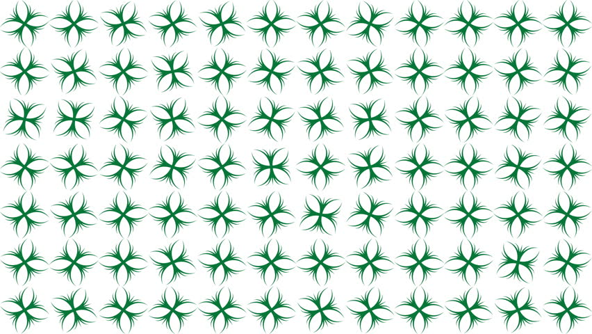 Repeating pattern of stylized green four
petal flowers suitable for background designs, textiles, wallpaper, packaging, and stationery. Vibrant and versatile.