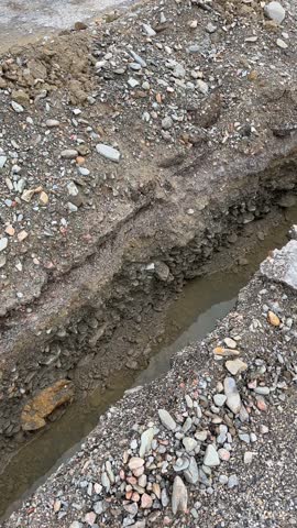 An area dug for roadwork