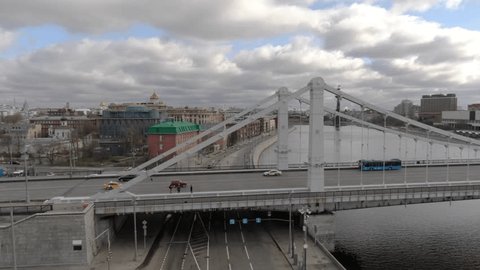 Drone Ascending Backward City Bridge