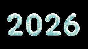 Happy new year 2026 arrives in a vibrant liquid blue font for celebration designs, social media graphics, and festive invitations. - Powered by Shutterstock - Get 15% off with code: PIKWIZARD15