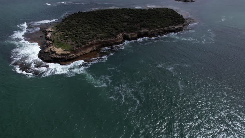 Little Spectacle Island In Tasmania, Australia - Aerial Drone Shot