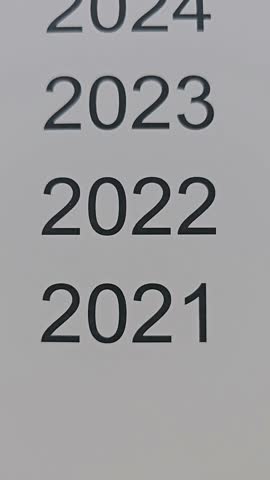 Showcasing the years from 2021 to 2028 formatted on a wall