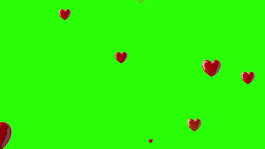 red Heart background 3D green screen, valentine