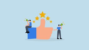 Recommendation, 4k animation of business people announce on megaphone with thumbs up. - Powered by Shutterstock - Get 15% off with code: PIKWIZARD15