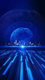 Futuristic technology city, world map Internet of things cyber futuristic network innovation dark background, City light background city infographic. advanced technology in a virtual environment. - Powered by Shutterstock - Get 15% off with code: PIKWIZARD15