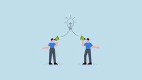 Communication message, 4k animation of business people talk on megaphone with idea. - Powered by Shutterstock - Get 15% off with code: PIKWIZARD15