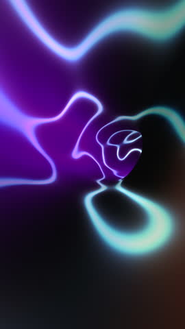 Surreal futuristic cyber travel inside a funky 3D purple-blue neon vortex tube