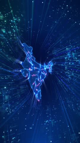 Circuit board map of India glowing technology, AI, digital future development country economic progress, investment opportunities, stock market trends, India financial growth business. 3D Illustration