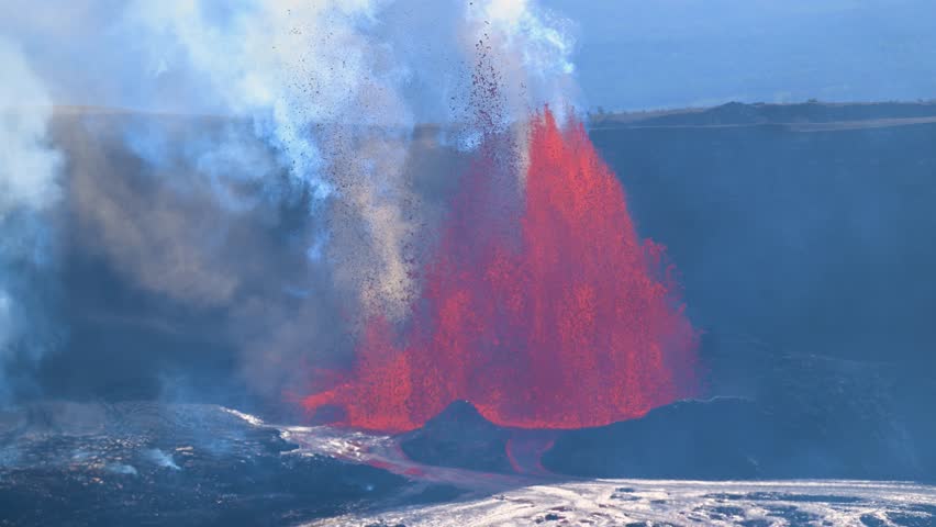 Aerial view of Kilauea Volcano eruption, United States.