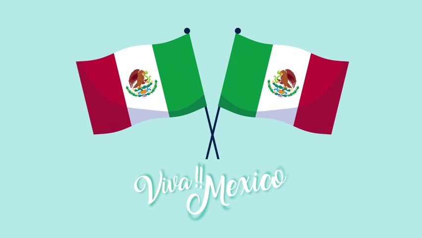 Vibrant Mexico celebration animation featuring waving Mexican flags, festive colors, and cultural decorative elements. Ideal for holidays, national events, heritage themes, and patriotic visuals.