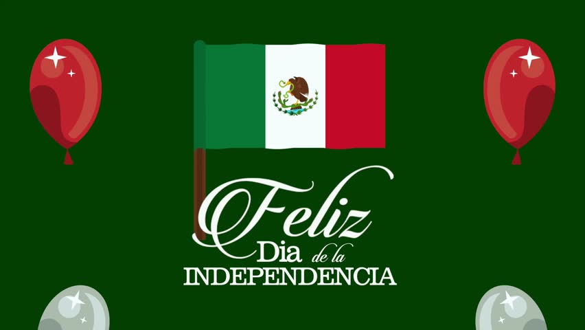 Festive “Feliz Día de la Independencia” lettering design with vibrant celebratory elements. Ideal for editorial use, holiday promotions, patriotic events, and cultural celebrations. Bright colors and decorative style evoke festive Mexican Independence Day spirit.
