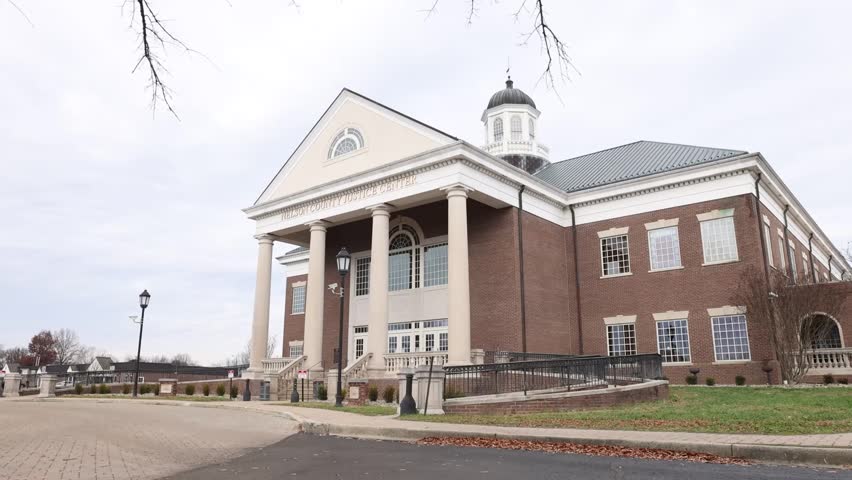 Still shot of the historic Nelson County Courthouse in Bardstown, Kentucky. Classic architecture and civic landmark. Editorial use only.