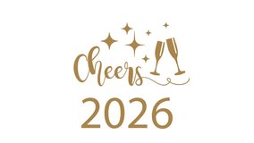 Two glasses of champagne. Merry Christmas, Happy New Year 2026, video, design element. - Powered by Shutterstock - Get 15% off with code: PIKWIZARD15