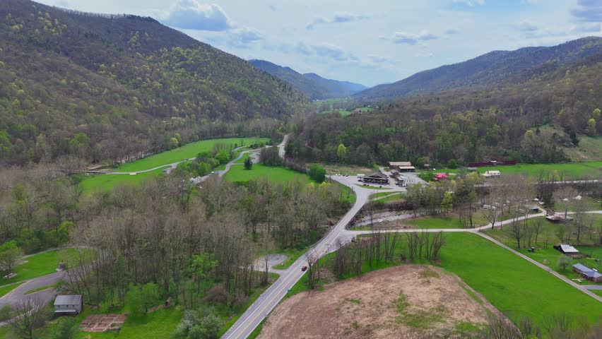 Wide Valley View of Seneca Rocks Area, West Virginia in Spring, USA