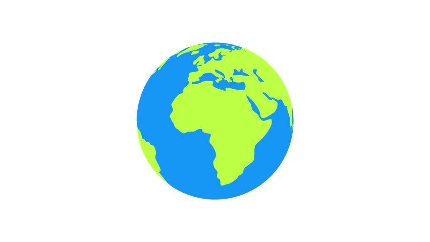 Cartoon flat earth spinning animation on clean white background