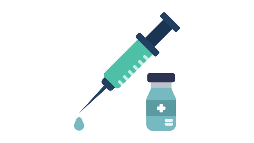 vaccination animated icon. Medicine injection animated icon on white background