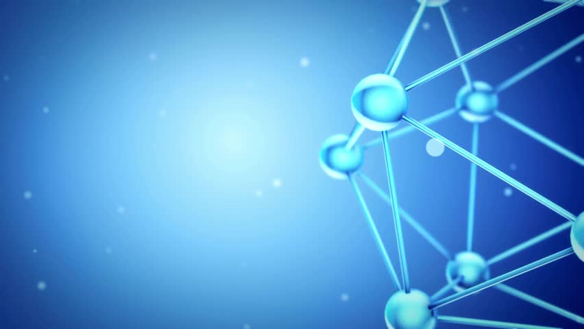 3D animation molecule structure. Scientific medical background with atoms and molecules. Grey background. Scientific animation for your banner