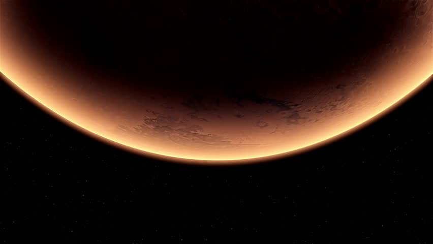 Realistic planet Mars from deep space Loopable Background Mars planet on space with colorful starry night Full view of Mars 4k resolution