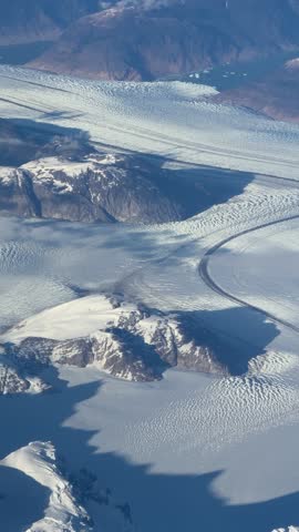 Aerial view of Patagonia glacier and ice fields in Chile