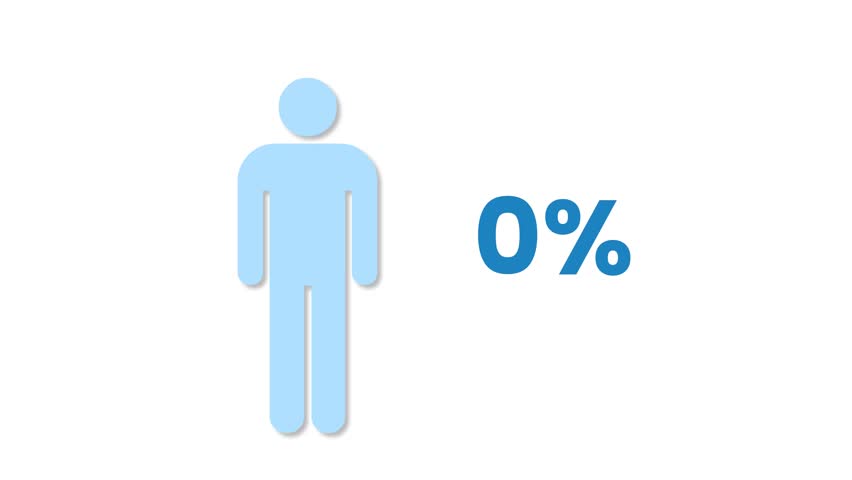 Minimal male infographic displaying a human figure shaded to indicate 50 percent, accompanied by bold percentage text. Clean, modern visual design ideal for representing male-related statistics