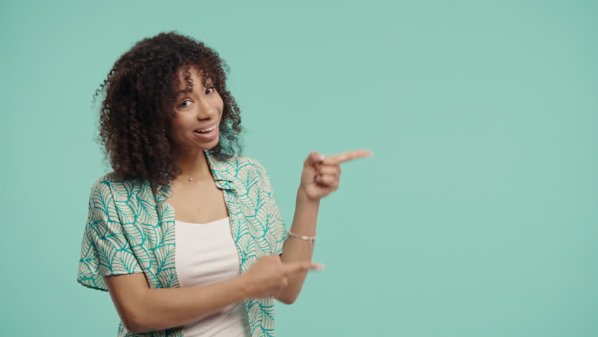 Happy Smiling African Woman Presenting Showing Something Isolated, Mockup