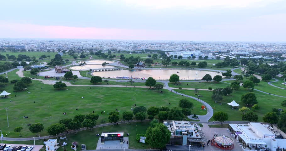 Aerial view of Aspire park in Qatar