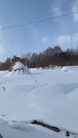 Winter and snow background of a countryside at Snow Valley, China 