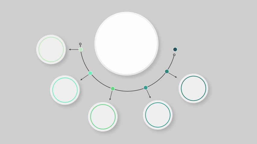 animated video of business infographics multi color circle shape  6 steps for workflow, presentation, 4k animation