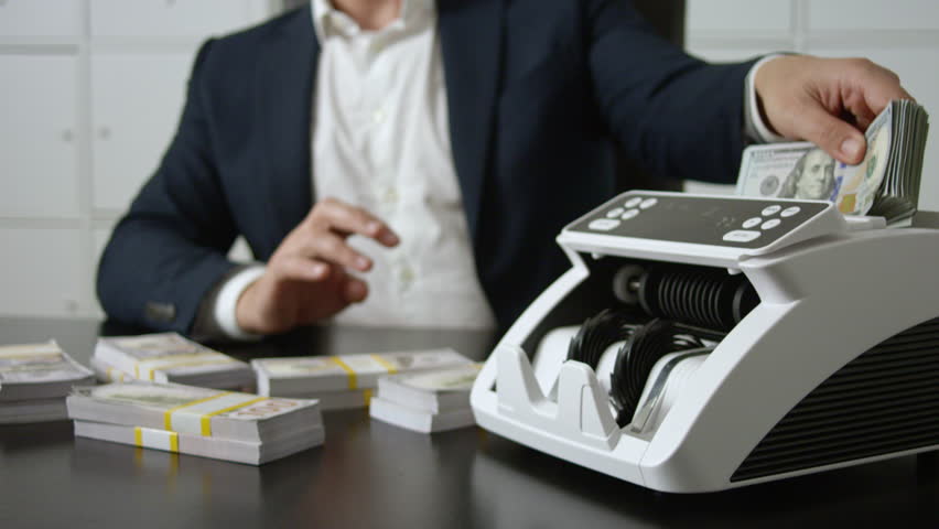 Banker counting money. Business man count finance. Office scene with hands hold money. Finance manager handling dollar cash. Business finance concept with counting money.