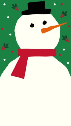 Snowman Christmas Holly Falling Snow