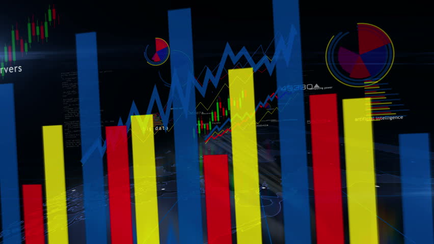 Big data digital technology charts and graphs diagram seamless and loopable 3d concept animation