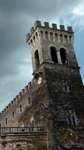Castello di proceno imposing medieval architecture under dramatic sky. Action