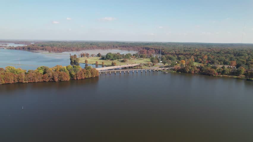 Aerial video of Caddo Lake Historic Drawbridge on the Louisiana side.