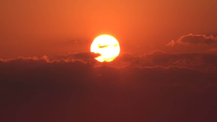 Clouds in Sunset, Dramatic Sky in a Hot Torrid Summer, Puffy Cloudy Setting Dusk, Climate, Global Warming