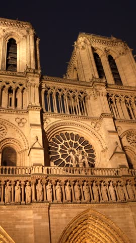 Low angle perspective of the historic notre dame de paris cathedral