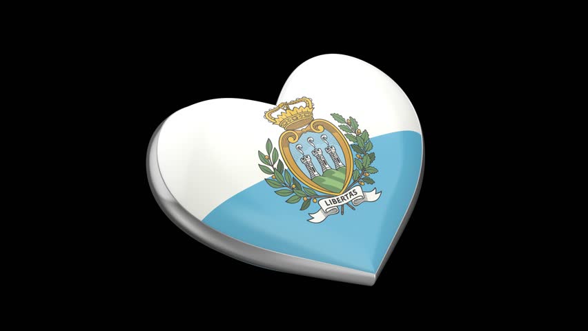 Spinning heart with flag of San Marino on black background