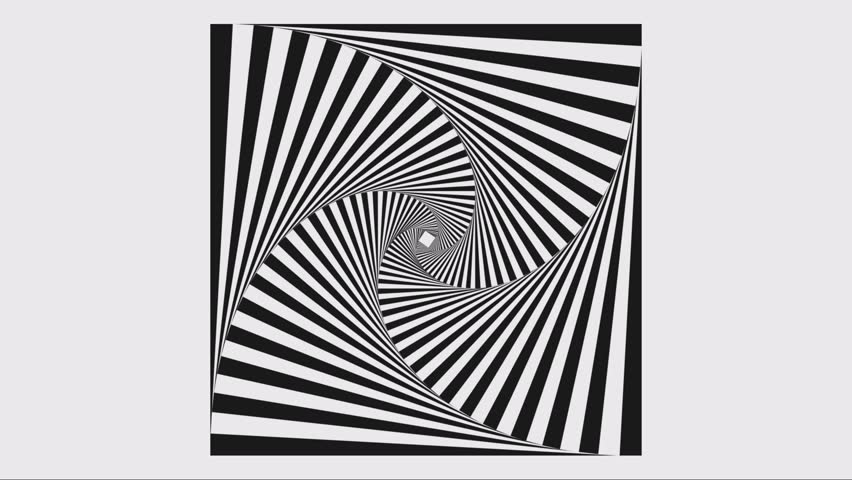 Hypnotic Black and White Square Spiral Optical Illusion