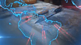 Digital globe shifting, revealing dough while baker's hands kneading and cutting for baking. Bread, kitchen, advertising, overlay, texture, focus, bakery - Powered by Shutterstock - Get 15% off with code: PIKWIZARD15